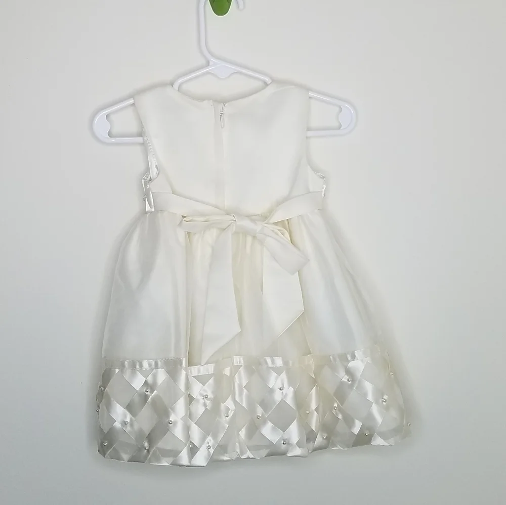 Cinderella Flower Girl Formal Dress Bloomer Wedding Latticework Pearls 12m